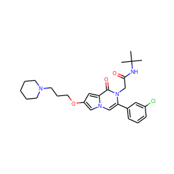 CC(C)(C)NC(=O)Cn1c(-c2cccc(Cl)c2)cn2cc(OCCCN3CCCCC3)cc2c1=O ZINC000058590444