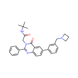 CC(C)(C)NC(=O)Cn1c(-c2ccccc2)nc2ccc(-c3cccc(CN4CCC4)c3)cc2c1=O ZINC000071340637