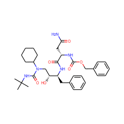 CC(C)(C)NC(=O)N(C[C@@H](O)[C@H](Cc1ccccc1)NC(=O)[C@H](CC(N)=O)NC(=O)OCc1ccccc1)C1CCCCC1 ZINC000026296277