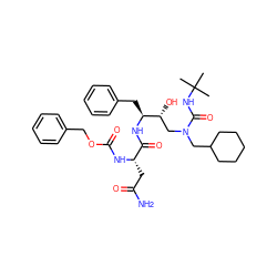 CC(C)(C)NC(=O)N(CC1CCCCC1)C[C@@H](O)[C@H](Cc1ccccc1)NC(=O)[C@H](CC(N)=O)NC(=O)OCc1ccccc1 ZINC000014943016