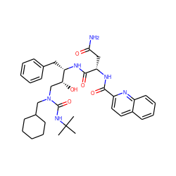 CC(C)(C)NC(=O)N(CC1CCCCC1)C[C@@H](O)[C@H](Cc1ccccc1)NC(=O)[C@H](CC(N)=O)NC(=O)c1ccc2ccccc2n1 ZINC000014943017