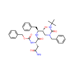 CC(C)(C)NC(=O)N(Cc1ccccc1)C[C@@H](O)[C@H](Cc1ccccc1)NC(=O)[C@H](CC(N)=O)NC(=O)OCc1ccccc1 ZINC000014943018