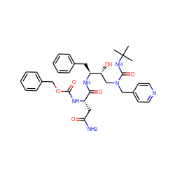 CC(C)(C)NC(=O)N(Cc1ccncc1)C[C@@H](O)[C@H](Cc1ccccc1)NC(=O)[C@H](CC(N)=O)NC(=O)OCc1ccccc1 ZINC000014943022