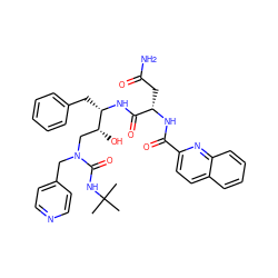 CC(C)(C)NC(=O)N(Cc1ccncc1)C[C@@H](O)[C@H](Cc1ccccc1)NC(=O)[C@H](CC(N)=O)NC(=O)c1ccc2ccccc2n1 ZINC000026283325