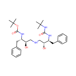 CC(C)(C)NC(=O)N[C@@H](Cc1ccccc1)[C@H](O)CNC[C@@H](O)[C@H](Cc1ccccc1)NC(=O)OC(C)(C)C ZINC000014943232