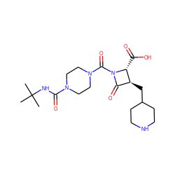 CC(C)(C)NC(=O)N1CCN(C(=O)N2C(=O)[C@H](CC3CCNCC3)[C@H]2C(=O)O)CC1 ZINC000026293542