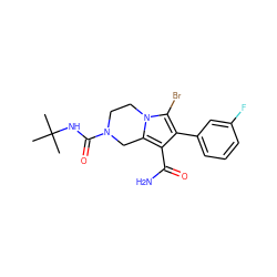 CC(C)(C)NC(=O)N1CCn2c(Br)c(-c3cccc(F)c3)c(C(N)=O)c2C1 ZINC000112972724