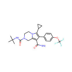 CC(C)(C)NC(=O)N1CCn2c(c(C(N)=O)c(-c3ccc(OC(F)(F)F)cc3)c2C2CC2)C1 ZINC001772571735