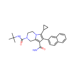 CC(C)(C)NC(=O)N1CCn2c(c(C(N)=O)c(-c3ccc4ccccc4c3)c2C2CC2)C1 ZINC001772641577