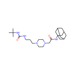 CC(C)(C)NC(=O)NCCCN1CCN(CC(=O)NC23CC4CC(CC(C4)C2)C3)CC1 ZINC000095592735