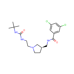 CC(C)(C)NC(=O)NCCN1CC[C@H](CNC(=O)c2cc(Cl)cc(Cl)c2)C1 ZINC000095589098