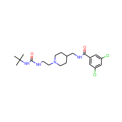 CC(C)(C)NC(=O)NCCN1CCC(CNC(=O)c2cc(Cl)cc(Cl)c2)CC1 ZINC000095592087