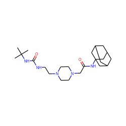 CC(C)(C)NC(=O)NCCN1CCN(CC(=O)NC23CC4CC(CC(C4)C2)C3)CC1 ZINC000095588539