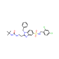 CC(C)(C)NC(=O)NCCc1nc2cc(S(=O)(=O)NCc3ccc(Cl)cc3Cl)ccc2n1Cc1ccccc1 ZINC000028353031