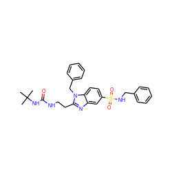 CC(C)(C)NC(=O)NCCc1nc2cc(S(=O)(=O)NCc3ccccc3)ccc2n1Cc1ccccc1 ZINC000028358938