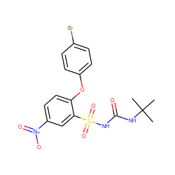 CC(C)(C)NC(=O)NS(=O)(=O)c1cc([N+](=O)[O-])ccc1Oc1ccc(Br)cc1 ZINC000028710468