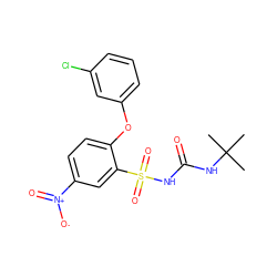 CC(C)(C)NC(=O)NS(=O)(=O)c1cc([N+](=O)[O-])ccc1Oc1cccc(Cl)c1 ZINC000028710474