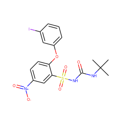 CC(C)(C)NC(=O)NS(=O)(=O)c1cc([N+](=O)[O-])ccc1Oc1cccc(I)c1 ZINC000028710489