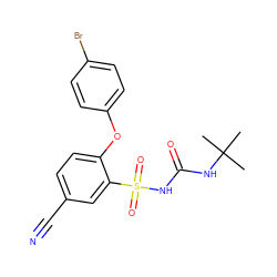 CC(C)(C)NC(=O)NS(=O)(=O)c1cc(C#N)ccc1Oc1ccc(Br)cc1 ZINC000096272688