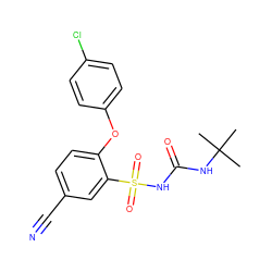 CC(C)(C)NC(=O)NS(=O)(=O)c1cc(C#N)ccc1Oc1ccc(Cl)cc1 ZINC000096272691