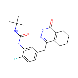 CC(C)(C)NC(=O)Nc1cc(Cc2n[nH]c(=O)c3c2CCCC3)ccc1F ZINC000148500120