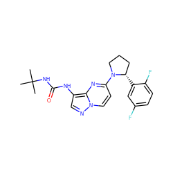 CC(C)(C)NC(=O)Nc1cnn2ccc(N3CCC[C@@H]3c3cc(F)ccc3F)nc12 ZINC000118393213