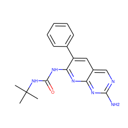 CC(C)(C)NC(=O)Nc1nc2nc(N)ncc2cc1-c1ccccc1 ZINC000013763794