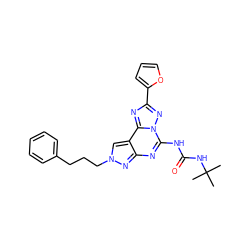 CC(C)(C)NC(=O)Nc1nc2nn(CCCc3ccccc3)cc2c2nc(-c3ccco3)nn12 ZINC000013672062