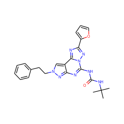 CC(C)(C)NC(=O)Nc1nc2nn(CCc3ccccc3)cc2c2nc(-c3ccco3)nn12 ZINC000013672050