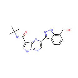 CC(C)(C)NC(=O)c1c[nH]c2ncc(-c3n[nH]c4c(CO)cccc34)nc12 ZINC000095605340