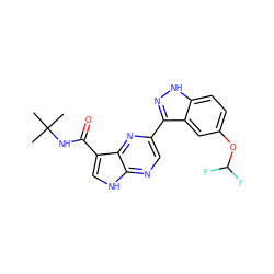 CC(C)(C)NC(=O)c1c[nH]c2ncc(-c3n[nH]c4ccc(OC(F)F)cc34)nc12 ZINC000095601871