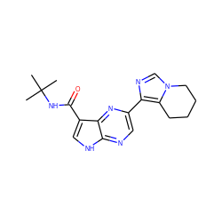 CC(C)(C)NC(=O)c1c[nH]c2ncc(-c3ncn4c3CCCC4)nc12 ZINC000095605032