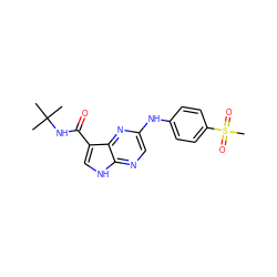 CC(C)(C)NC(=O)c1c[nH]c2ncc(Nc3ccc(S(C)(=O)=O)cc3)nc12 ZINC000144971251