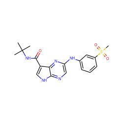 CC(C)(C)NC(=O)c1c[nH]c2ncc(Nc3cccc(S(C)(=O)=O)c3)nc12 ZINC000144969824