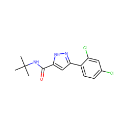 CC(C)(C)NC(=O)c1cc(-c2ccc(Cl)cc2Cl)n[nH]1 ZINC000040835566