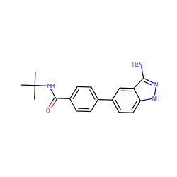 CC(C)(C)NC(=O)c1ccc(-c2ccc3[nH]nc(N)c3c2)cc1 ZINC000040829329