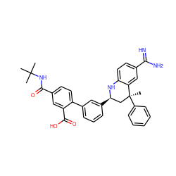 CC(C)(C)NC(=O)c1ccc(-c2cccc([C@@H]3C[C@](C)(c4ccccc4)c4cc(C(=N)N)ccc4N3)c2)c(C(=O)O)c1 ZINC000103240995