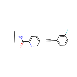 CC(C)(C)NC(=O)c1ccc(C#Cc2cccc(F)c2)cn1 ZINC000096933543