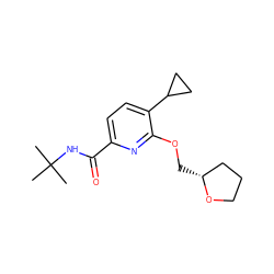 CC(C)(C)NC(=O)c1ccc(C2CC2)c(OC[C@@H]2CCCO2)n1 ZINC000150068796