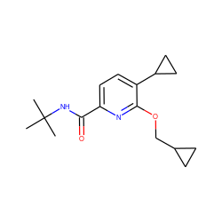 CC(C)(C)NC(=O)c1ccc(C2CC2)c(OCC2CC2)n1 ZINC000150164474