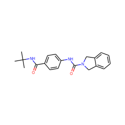 CC(C)(C)NC(=O)c1ccc(NC(=O)N2Cc3ccccc3C2)cc1 ZINC000106319019