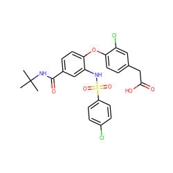 CC(C)(C)NC(=O)c1ccc(Oc2ccc(CC(=O)O)cc2Cl)c(NS(=O)(=O)c2ccc(Cl)cc2)c1 ZINC000073280404