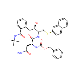 CC(C)(C)NC(=O)c1ccccc1C[C@@H](O)[C@H](CSc1ccc2ccccc2c1)NC(=O)[C@H](CC(N)=O)NC(=O)OCc1ccccc1 ZINC000003915797