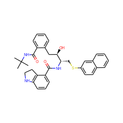 CC(C)(C)NC(=O)c1ccccc1C[C@@H](O)[C@H](CSc1ccc2ccccc2c1)NC(=O)c1cccc2c1CCN2 ZINC000027846525