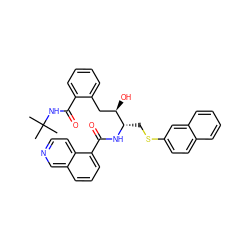 CC(C)(C)NC(=O)c1ccccc1C[C@@H](O)[C@H](CSc1ccc2ccccc2c1)NC(=O)c1cccc2cnccc12 ZINC000027852743