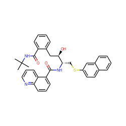 CC(C)(C)NC(=O)c1ccccc1C[C@@H](O)[C@H](CSc1ccc2ccccc2c1)NC(=O)c1cccc2ncccc12 ZINC000027846534