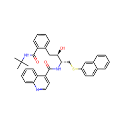 CC(C)(C)NC(=O)c1ccccc1C[C@@H](O)[C@H](CSc1ccc2ccccc2c1)NC(=O)c1ccnc2ccccc12 ZINC000027849929