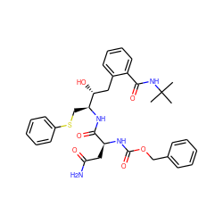 CC(C)(C)NC(=O)c1ccccc1C[C@@H](O)[C@H](CSc1ccccc1)NC(=O)[C@H](CC(N)=O)NC(=O)OCc1ccccc1 ZINC000027764221