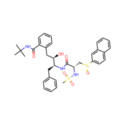 CC(C)(C)NC(=O)c1ccccc1C[C@@H](O)[C@H](Cc1ccccc1)NC(=O)[C@H](C[S@@+]([O-])c1ccc2ccccc2c1)NS(C)(=O)=O ZINC000026015716