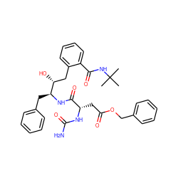 CC(C)(C)NC(=O)c1ccccc1C[C@@H](O)[C@H](Cc1ccccc1)NC(=O)[C@H](CC(=O)OCc1ccccc1)NC(N)=O ZINC000026017212